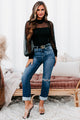 Silvia Sneak Peek High Rise Slim Straight Jeans (Medium Dark) - NanaMacs