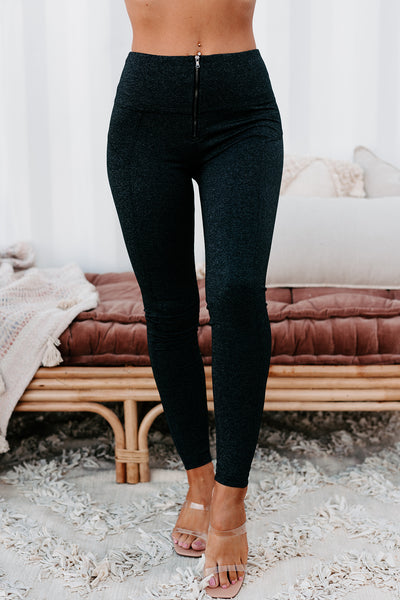 Got Back Zipper Front Booty Contour Leggings (Charcoal) - NanaMacs