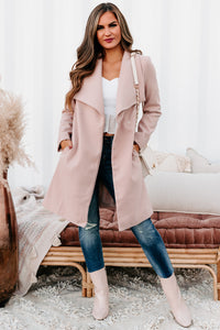 Windy City Wide Collared Tie-Waist Coat (Mauve) - NanaMacs