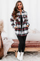 Exceptionally You Woven Plaid Jacket (Ivory/Red) - NanaMacs