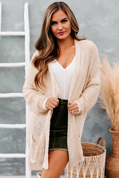 Breaking Down Boundaries Open Front Cardigan (Natural) - NanaMacs