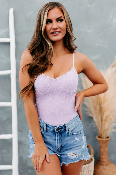 Luxury Lace Bodysuit in Lilac Rose