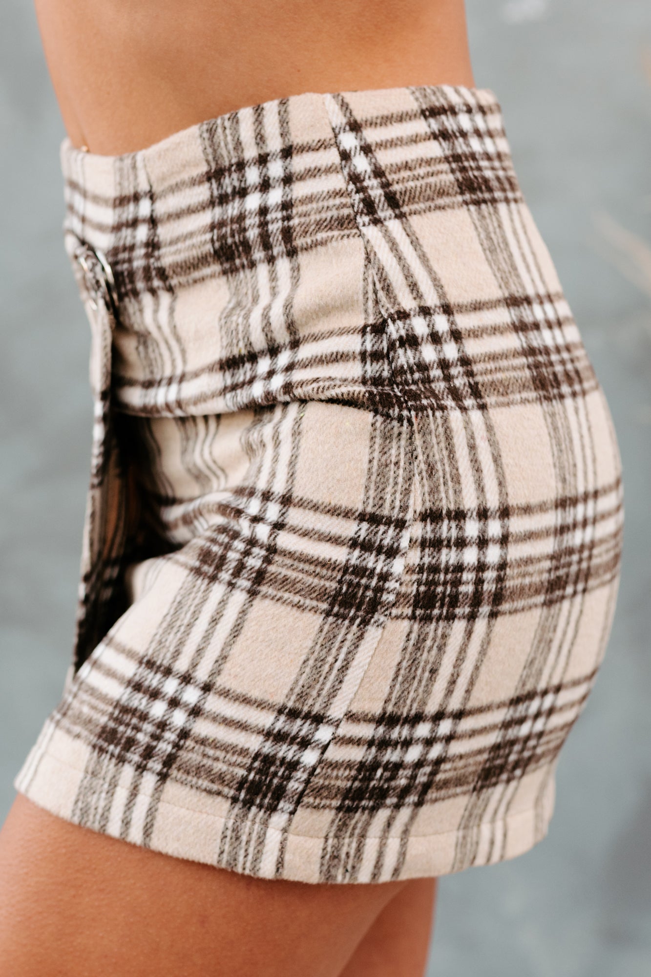 Tartan mini skirt on sale beige