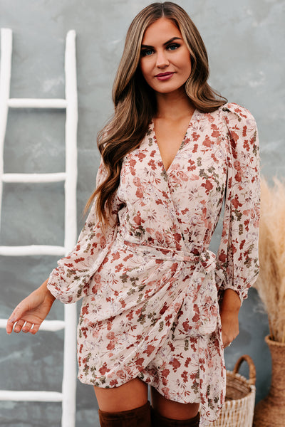 Forever In Bloom Floral Wrap Dress (Natural/Multi) - NanaMacs