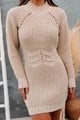 Late Afternoon Chevron Waist Sweater Dress (Ecru) - NanaMacs