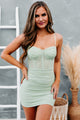 Pace Yourself Ruched Corset Bodycon (Sage) - NanaMacs