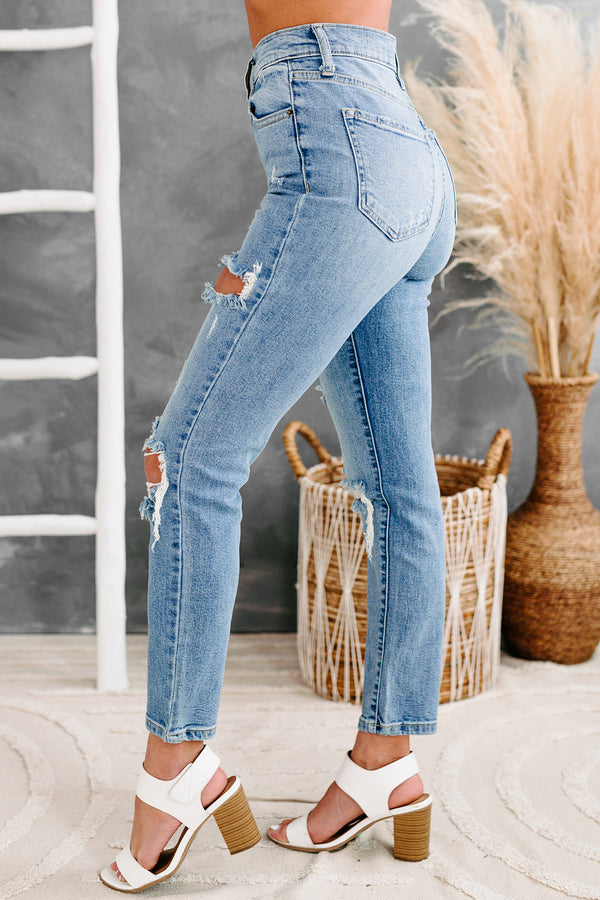 Cleobella Sneak Peek High Rise Distressed Skinny Jeans (Medium Light) - NanaMacs