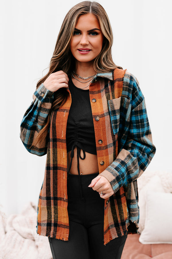 Archive Campfire Evenings Oversized Plaid Shacket (Blue Brown) - NanaMacs