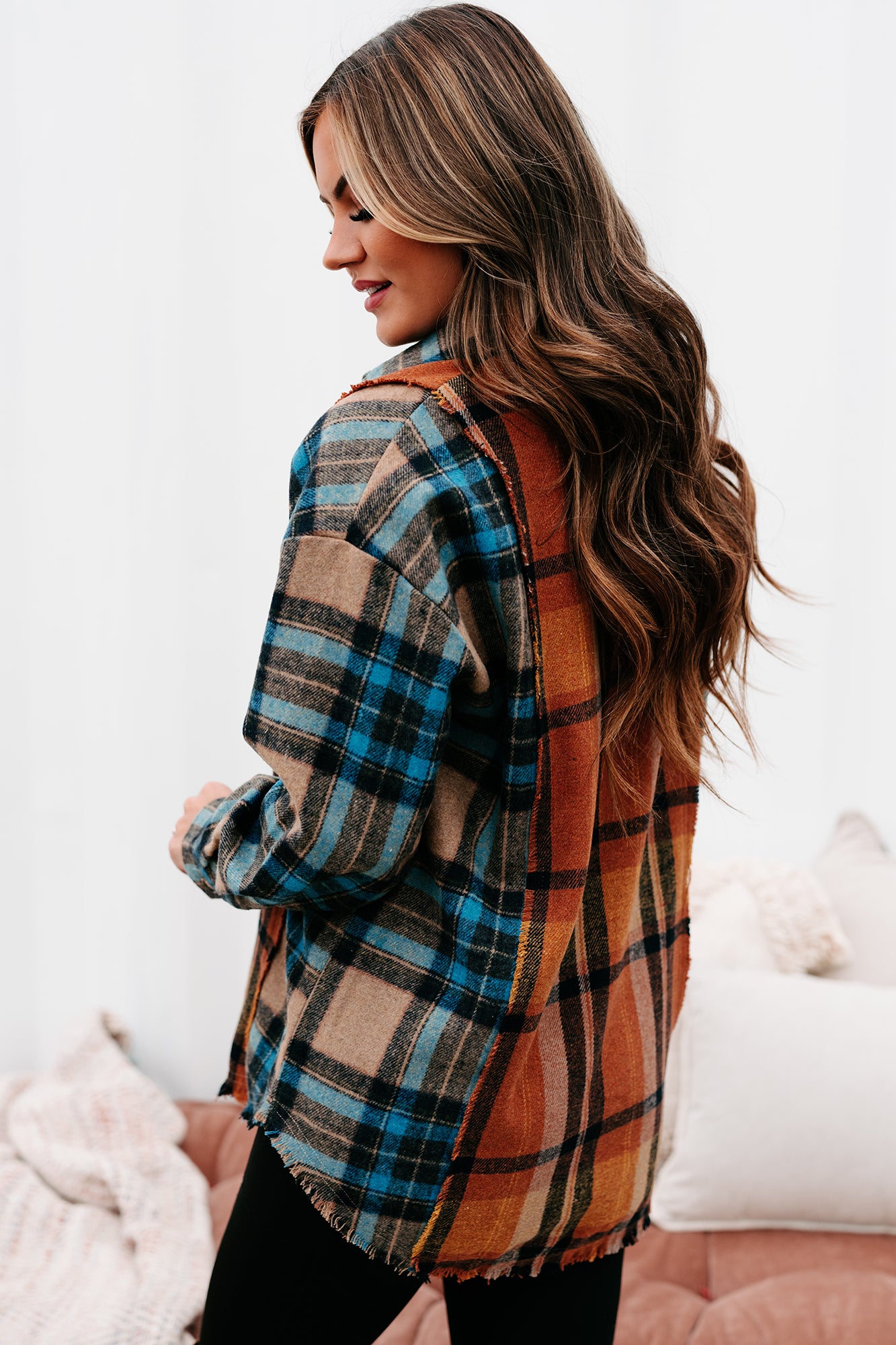 Archive Campfire Evenings Oversized Plaid Shacket (Blue Brown) - NanaMacs