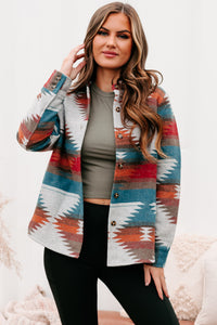 Westward Bound Aztec Print Shacket (Teal/ Orange Mix) - NanaMacs