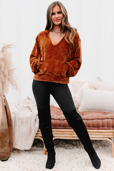 Case Of The Weekends Ribbed Chenille Hoodie (Dark Brick) - NanaMacs