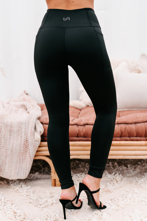 Gym Babe Full-Length Side Pocket Leggings (Black) - NanaMacs