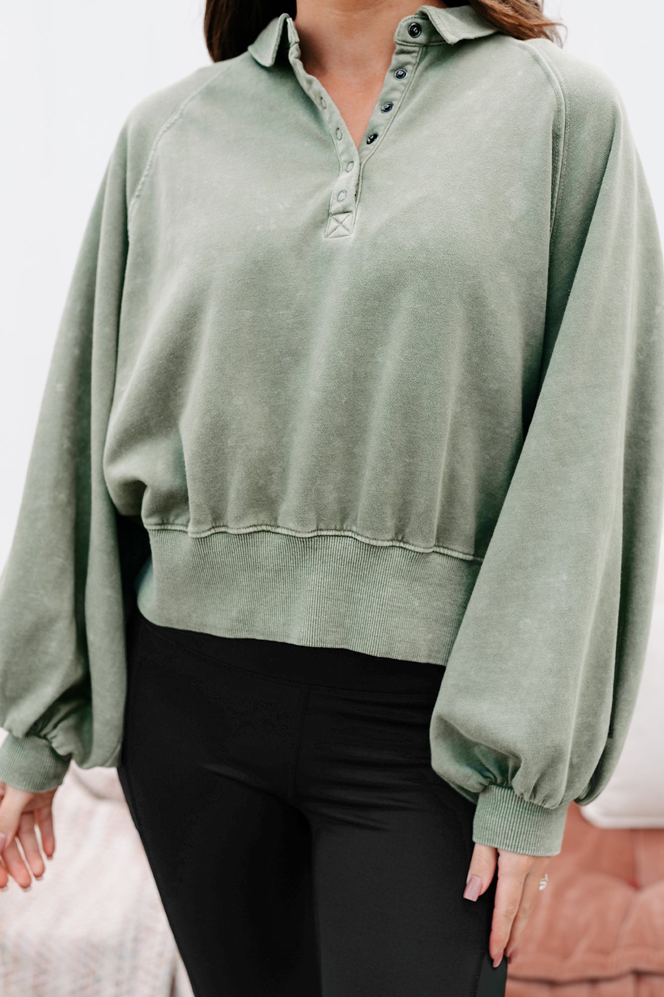 Arthur Half Snap Collared Sweatshirt (Olive) - NanaMacs