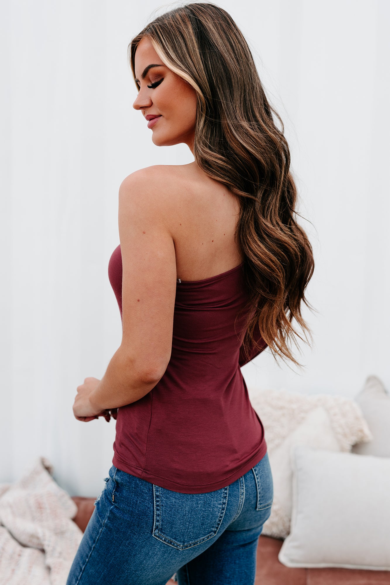 Get The Gossip One Shoulder Jersey Knit Top (Red Brown) - NanaMacs