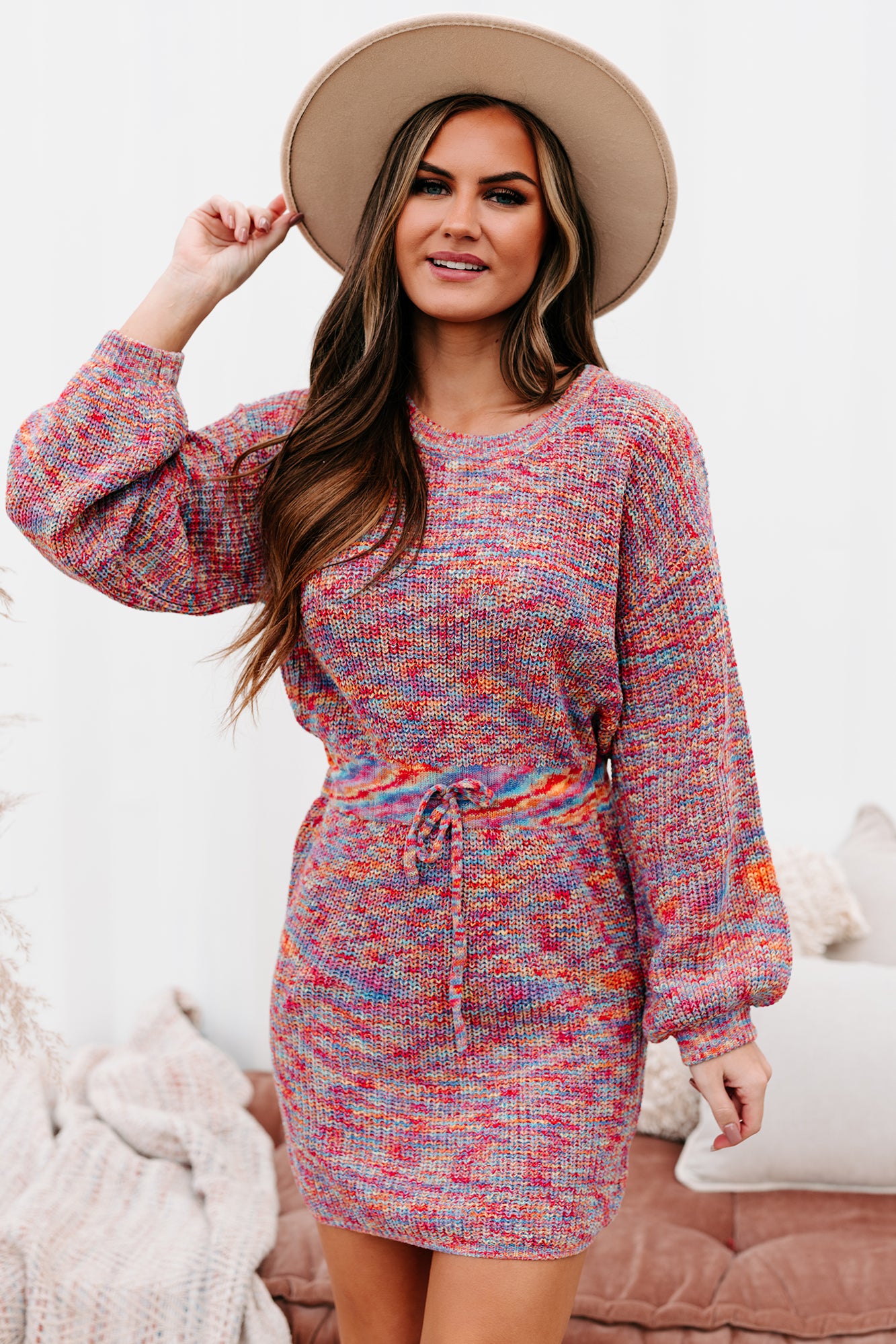 Pebbles Rainbow Knit Sweater Dress (Multi) - NanaMacs