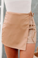 Doing Better Than You Faux Leather Skort (Beige/Taupe) - NanaMacs