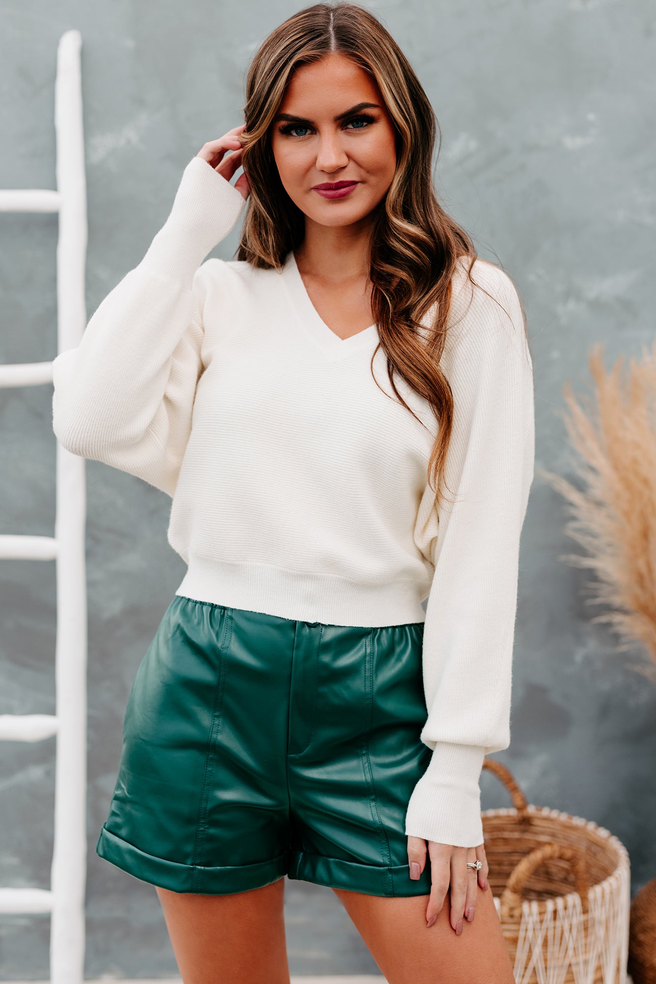 Essential Moment Dolman Sleeve V-Neck Sweater (Whip Cream) - NanaMacs