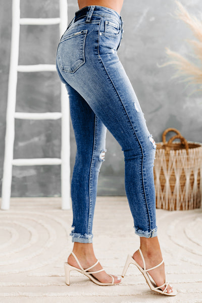 Doretta Insane Gene Mid-Rise Button-Fly Distressed Skinny Jeans (Medium) - NanaMacs