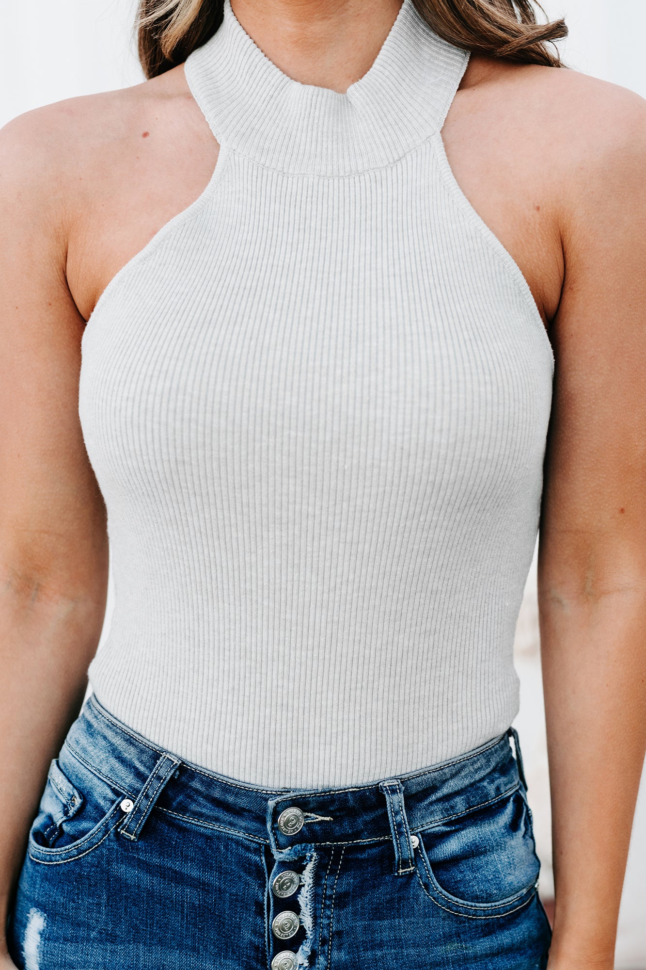 Keep The Confidence Ribbed Halter Neck Cut-Out Bodysuit (Blush) · NanaMacs