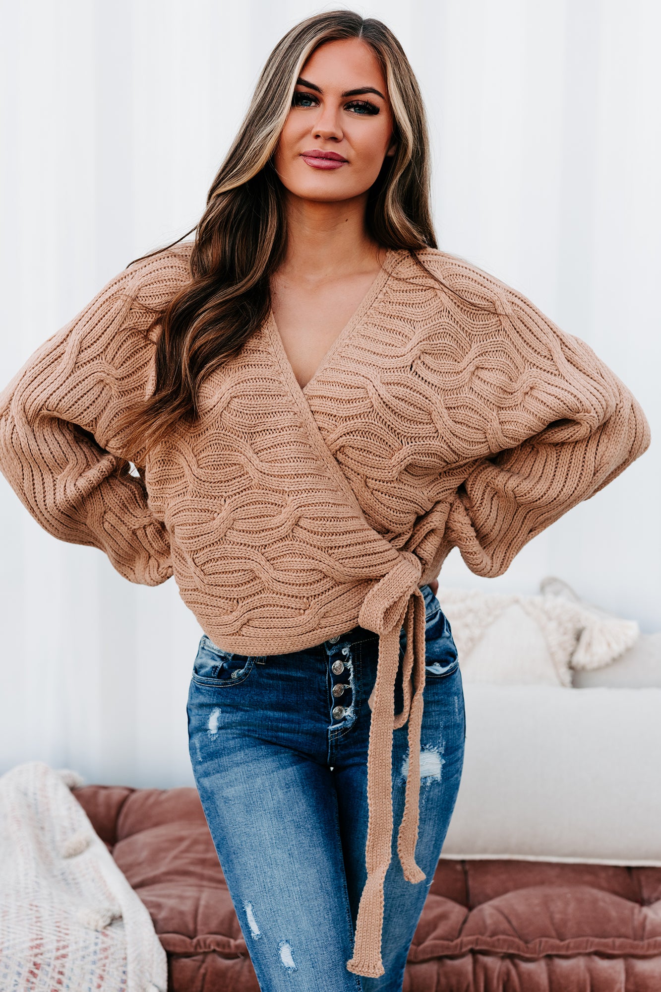 Camel on sale wrap sweater