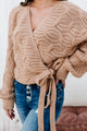 Seasons Greetings Cable Knit Wrap Sweater (Camel) - NanaMacs