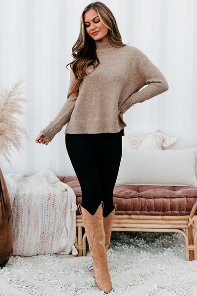 Moneisha Mock Neck Sweater (Taupe) - NanaMacs