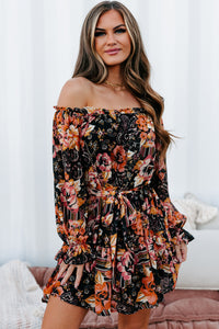 Believe In Yourself Off The Shoulder Printed Mini Dress (Black) - NanaMacs