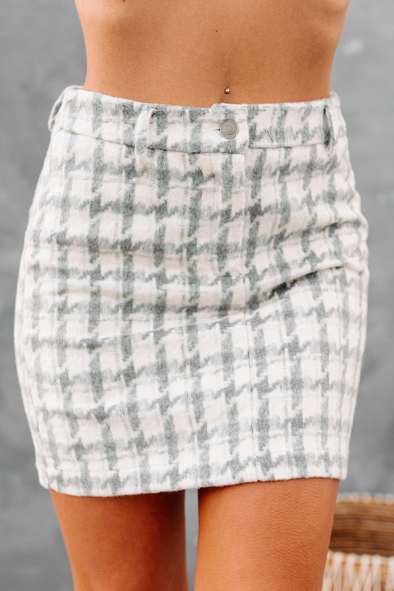 Social Obligations Houndstooth Mini Skirt (Grey) - NanaMacs