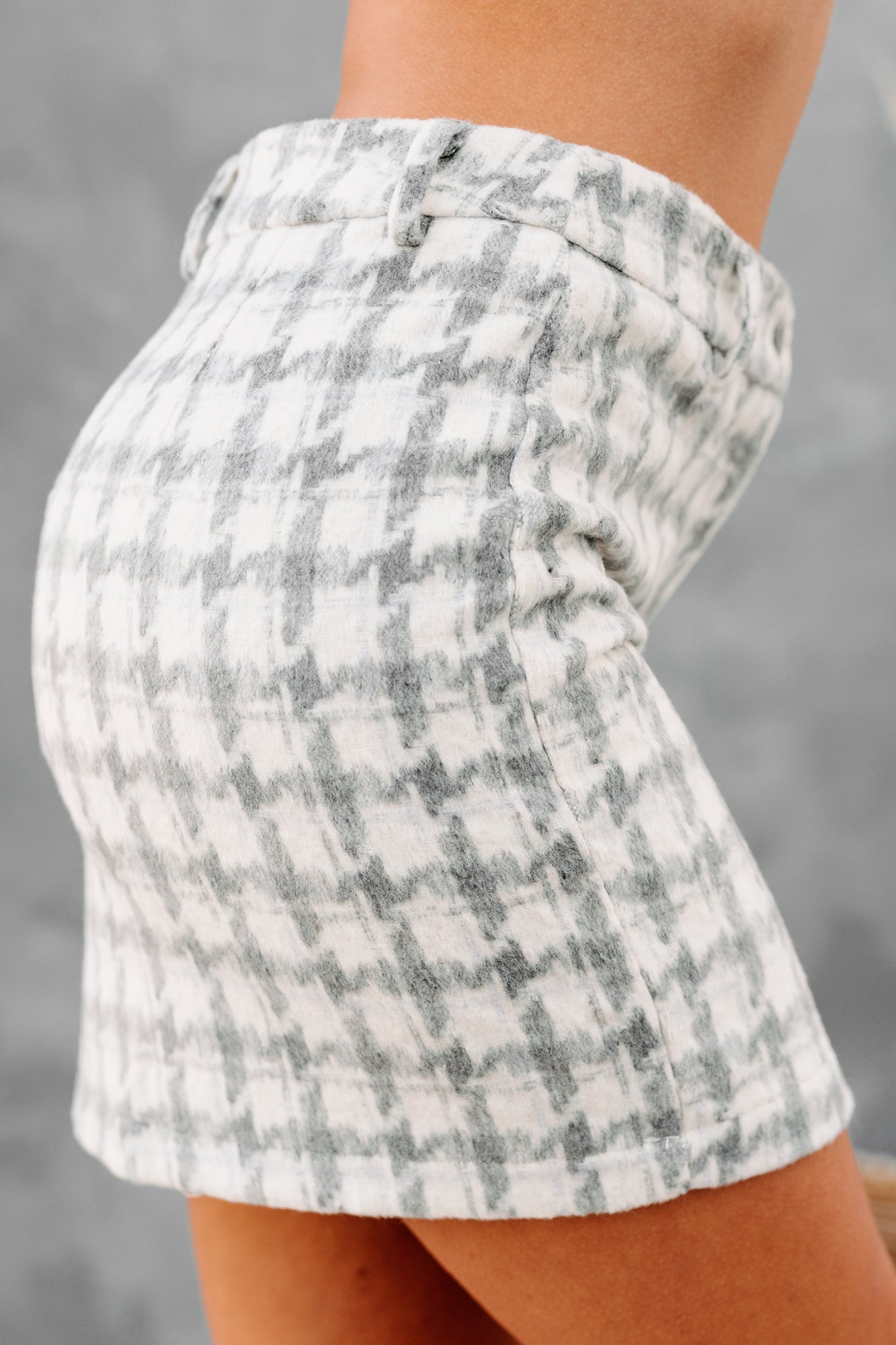 Social Obligations Houndstooth Mini Skirt (Grey) - NanaMacs