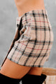 Skorting The Issue Button-Front Plaid Skort (Taupe/Rust) - NanaMacs