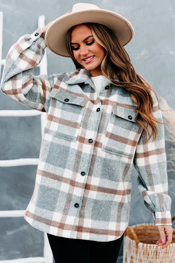 Mountain Vista Plaid Flannel Jacket (Grey Multi) - NanaMacs