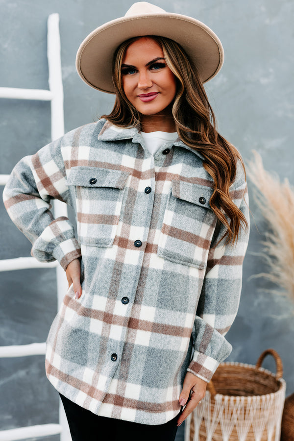 Mountain Vista Plaid Flannel Jacket (Grey Multi) - NanaMacs