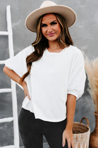 Take My Advice Puffy Sleeve Top (White) - NanaMacs