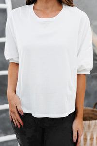 Take My Advice Puffy Sleeve Top (White) - NanaMacs