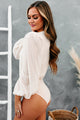 My Newest Obsessions Textured Cut-Out Bodysuit (Cream) - NanaMacs
