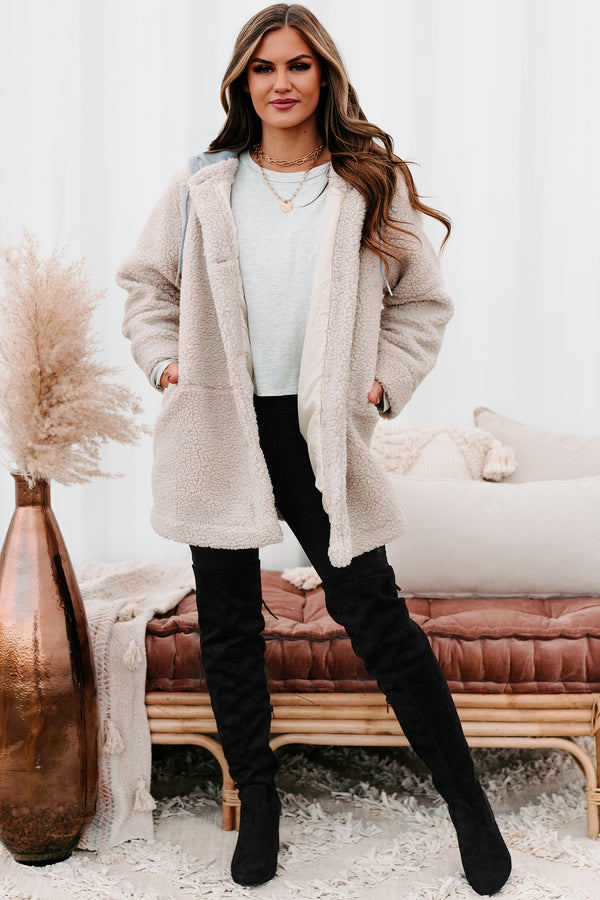 Keeping Me Toasty Hooded Teddy Coat (Light Beige/Grey) - NanaMacs