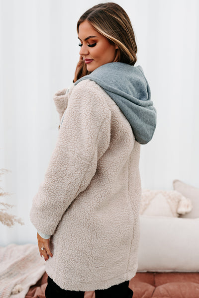 Keeping Me Toasty Hooded Teddy Coat (Light Beige/Grey) - NanaMacs