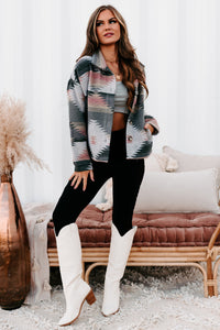 Incredible Sights Aztec Shacket (Grey/Pink Mix) - NanaMacs