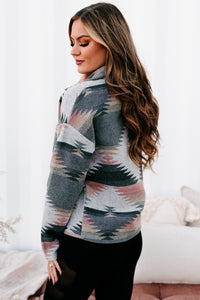 Incredible Sights Aztec Shacket (Grey/Pink Mix) - NanaMacs