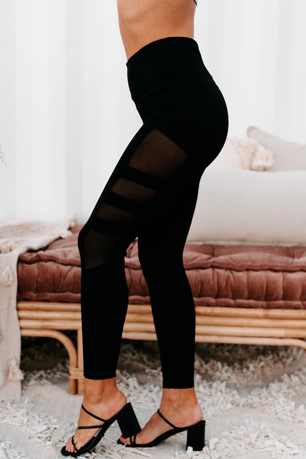 Mesh It Out High Rise Mesh Cut-Out Leggings (Black) - NanaMacs