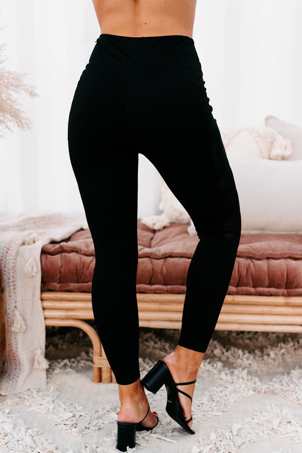 Mesh It Out High Rise Mesh Cut-Out Leggings (Black) - NanaMacs