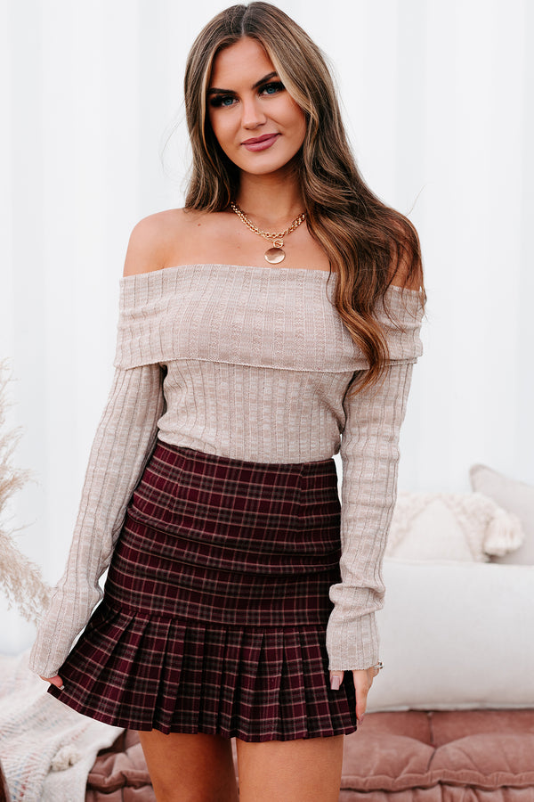 Careless Dreaming Off The Shoulder Sweater Knit Bodysuit (Mushroom) - NanaMacs