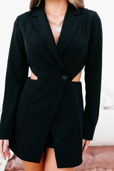 Call Me Boss Lady Nanamacs Original Blazer Romper (Black) - NanaMacs