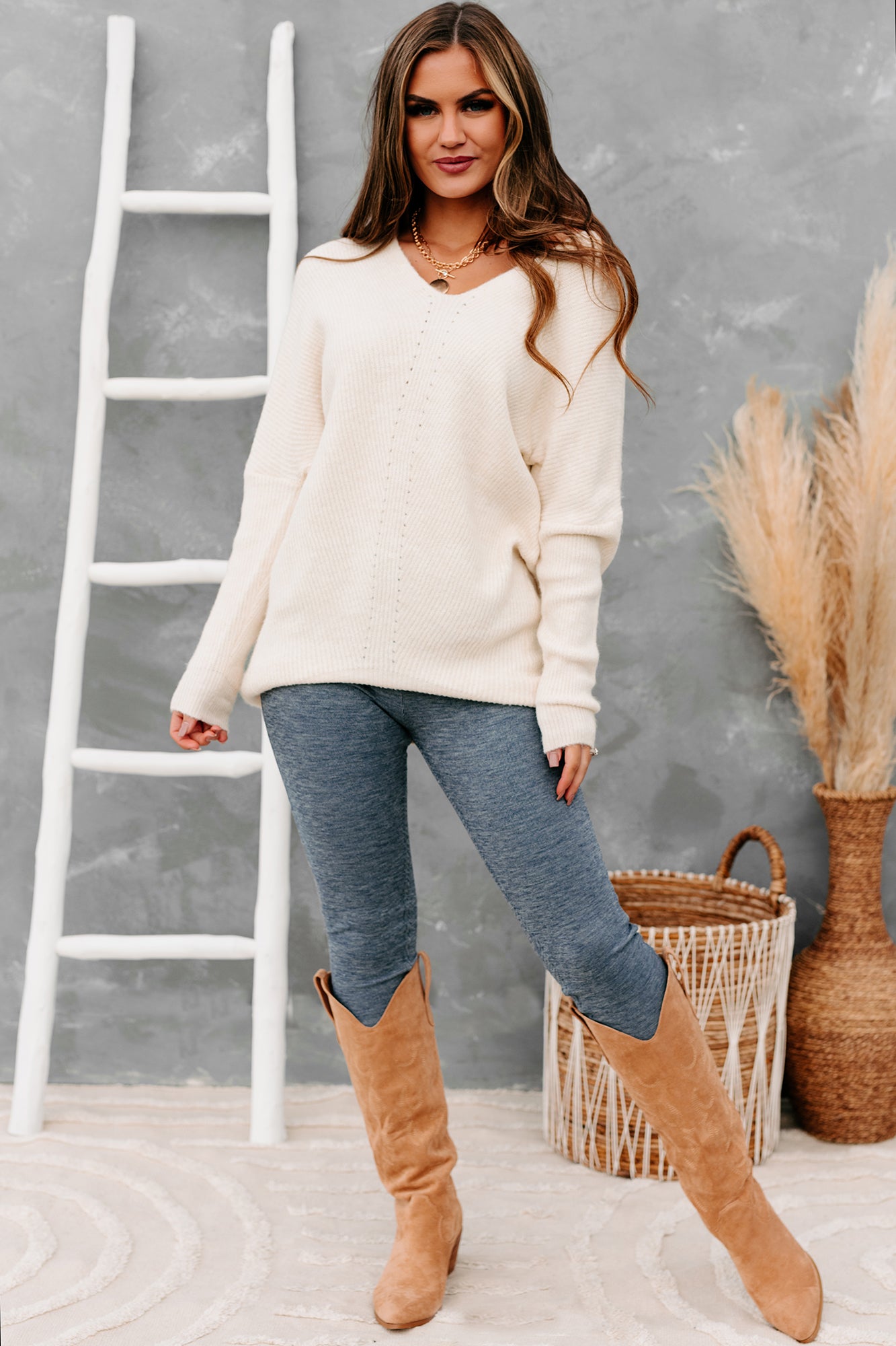 Rhetorical Response Oversized Ribbed Sweater (Cream) - NanaMacs