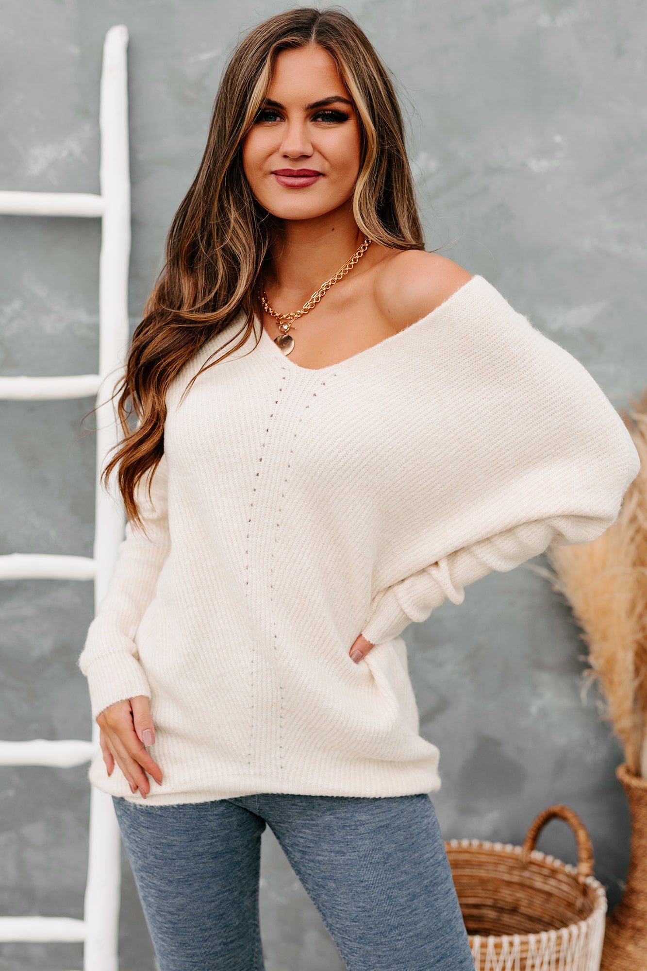 Rhetorical Response Oversized Ribbed Sweater (Cream) - NanaMacs