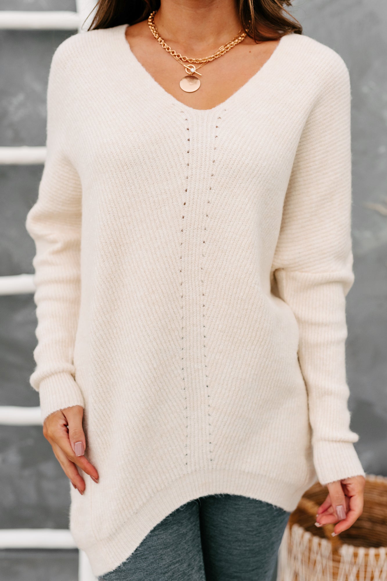 Rhetorical Response Oversized Ribbed Sweater (Cream) - NanaMacs