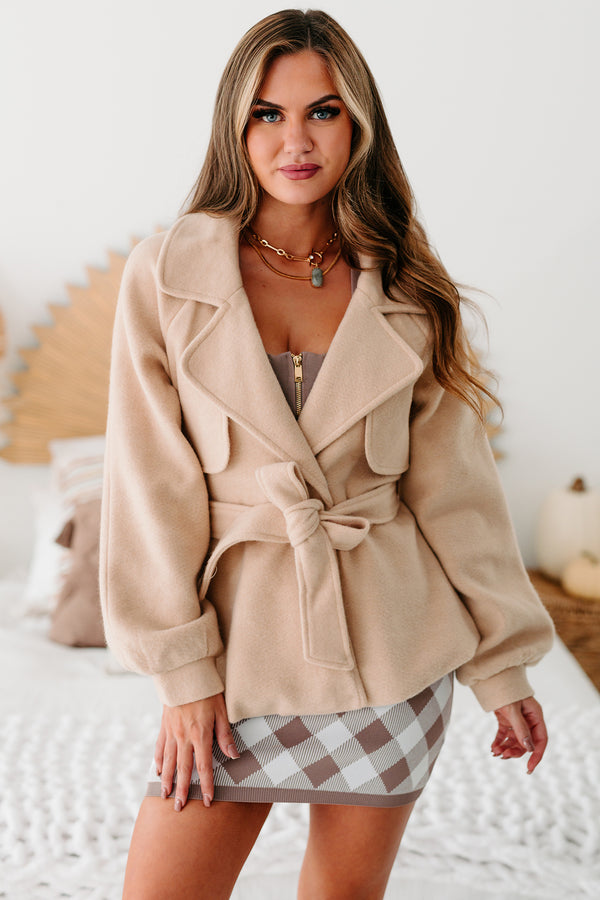 Everything Changes Cropped Tie-Waist Coat (Natural) - NanaMacs