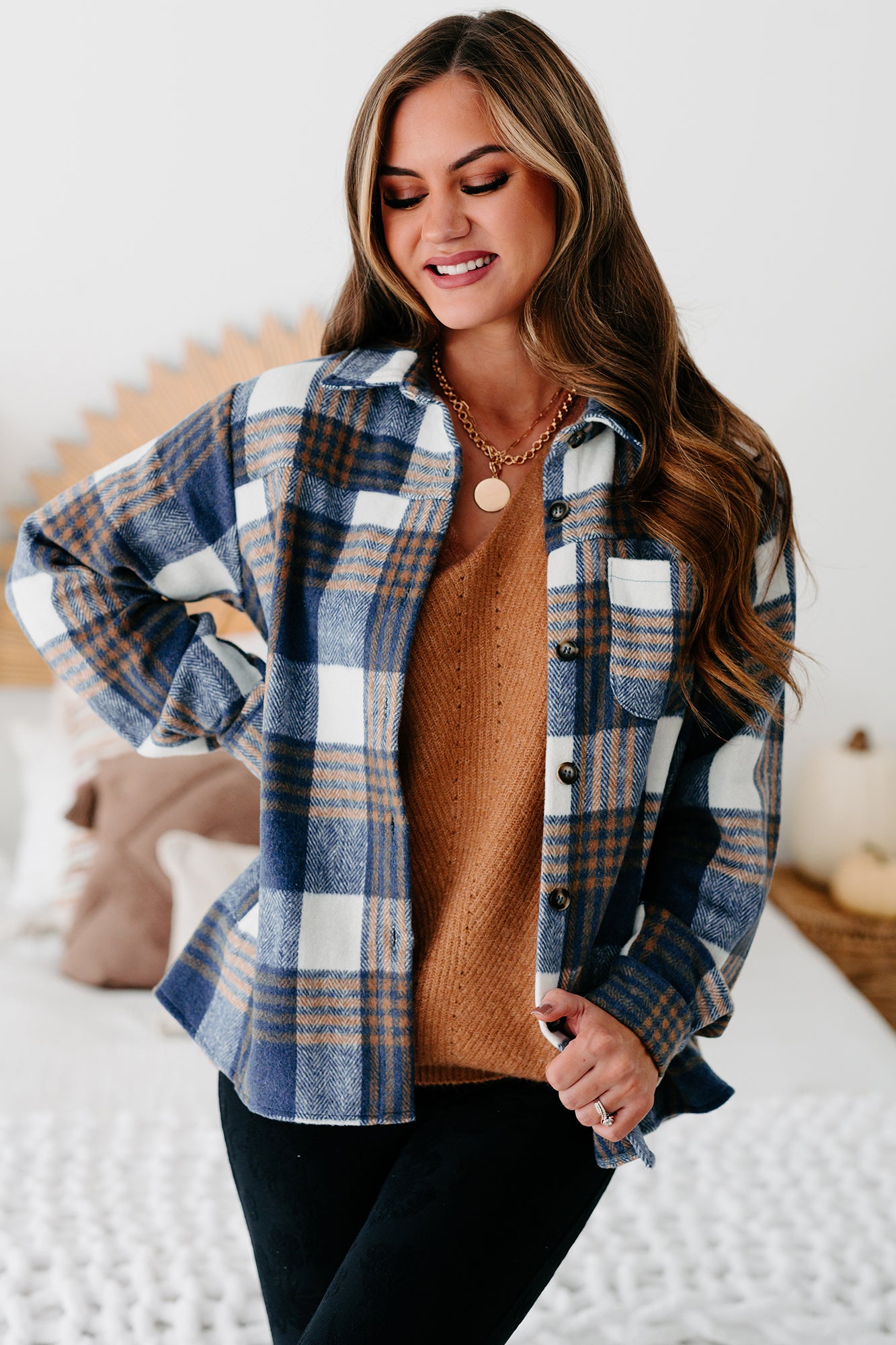 Take The Long Road Plaid Shacket (Blue) · NanaMacs
