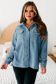Committing To Casual Oversized Corduroy Button-Down (Sky) - NanaMacs