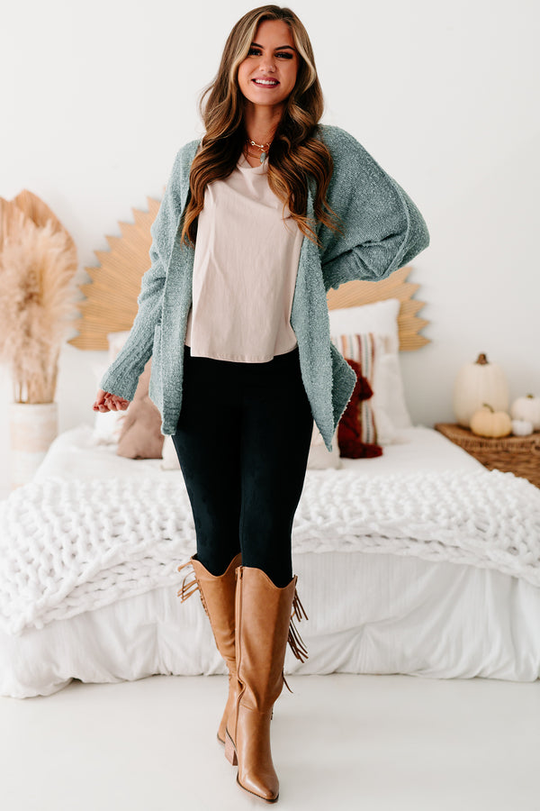 Lovely Reflection Closed Knit Cardigan (Sage) - NanaMacs